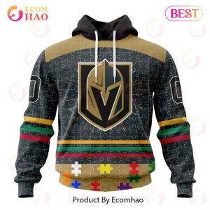 Personalized NHL Vegas Golden Knights Specialized Design With Fearless Aganst Autism 3D Hoodie