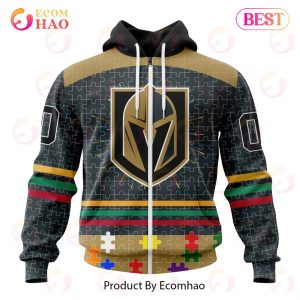 Personalized NHL Vegas Golden Knights Specialized Design With Fearless Aganst Autism 3D Hoodie