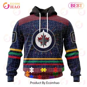 Personalized NHL Winnipeg Jets Specialized Design With Fearless Aganst Autism 3D Hoodie