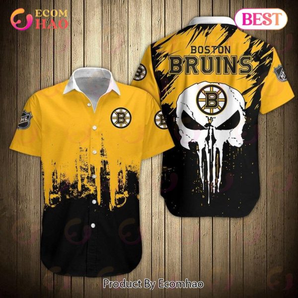 SALE NHL Boston Bruins Shirts Skull Short Sleeve