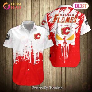 SALE NHL Calgary Flames Shirts Button-Down Short Sleeve