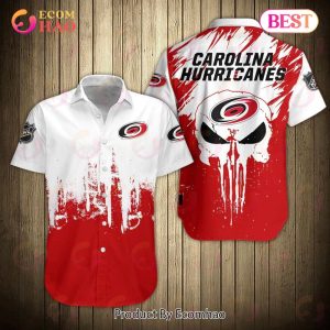 SALE NHL Carolina Hurricanes Shirts Skull Button Up Short Sleeve