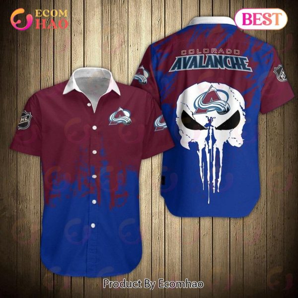 SALE NHL Colorado Avalanche Shirts Skull Short Sleeve
