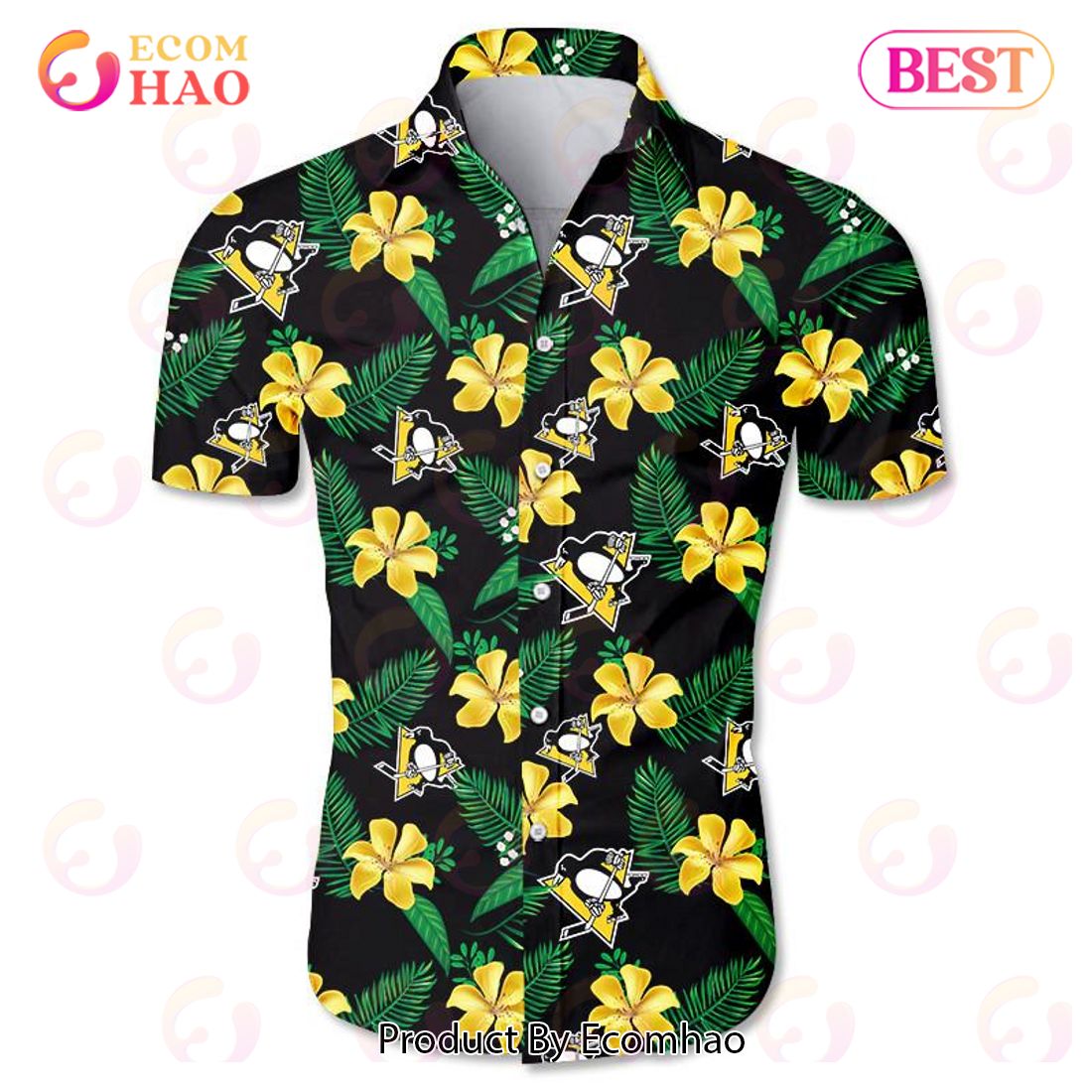 SALE NHL Pittsburgh Penguins Hawaiian Shirt Floral Button Up