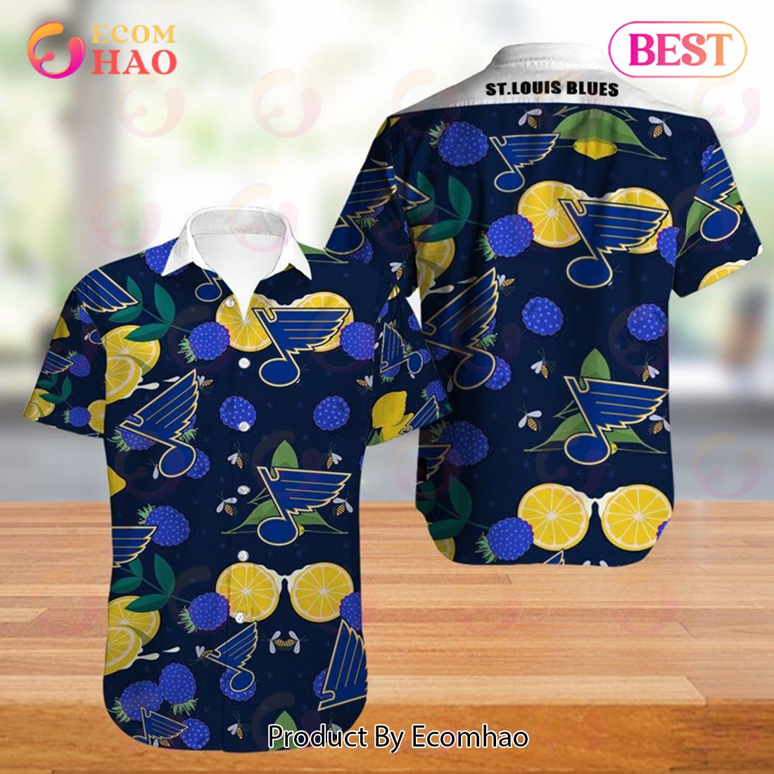 SALE NHL St Louis Blues Hawaiian Shirt Lemon Button Up