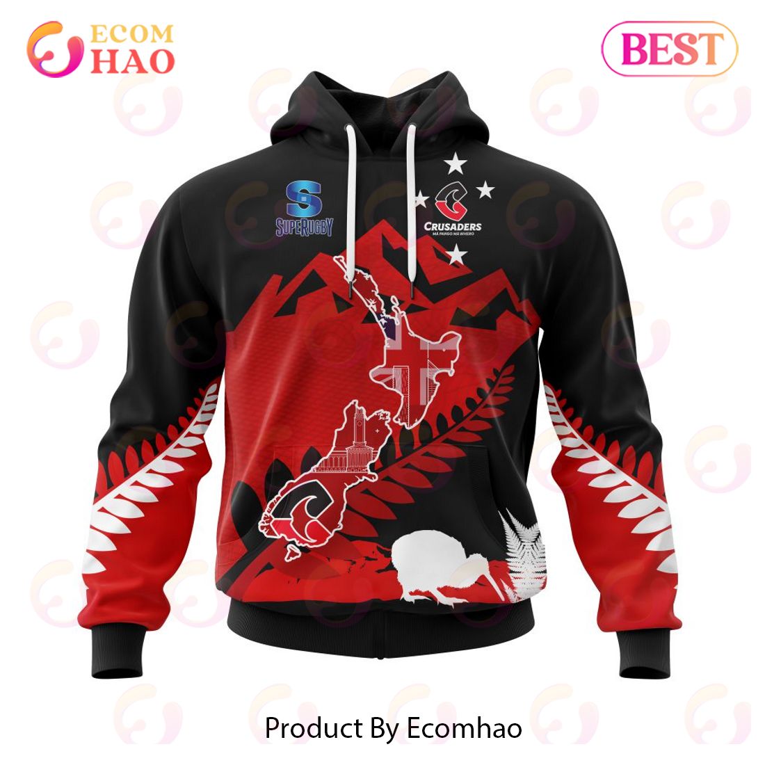 Super Rugby BNZ Crusaders Specialized Concepts For New Zealand Day Kits 3D Hoodie