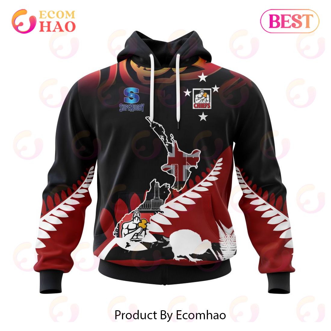 Super Rugby Gallagher Chiefs Specialized Concepts For New Zealand Day Kits 3D Hoodie