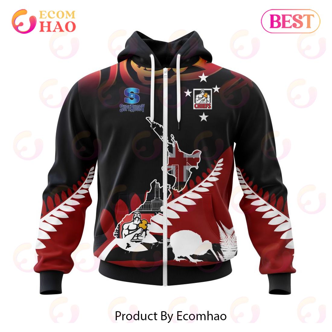 Super Rugby Gallagher Chiefs Specialized Concepts For New Zealand Day Kits 3D Hoodie