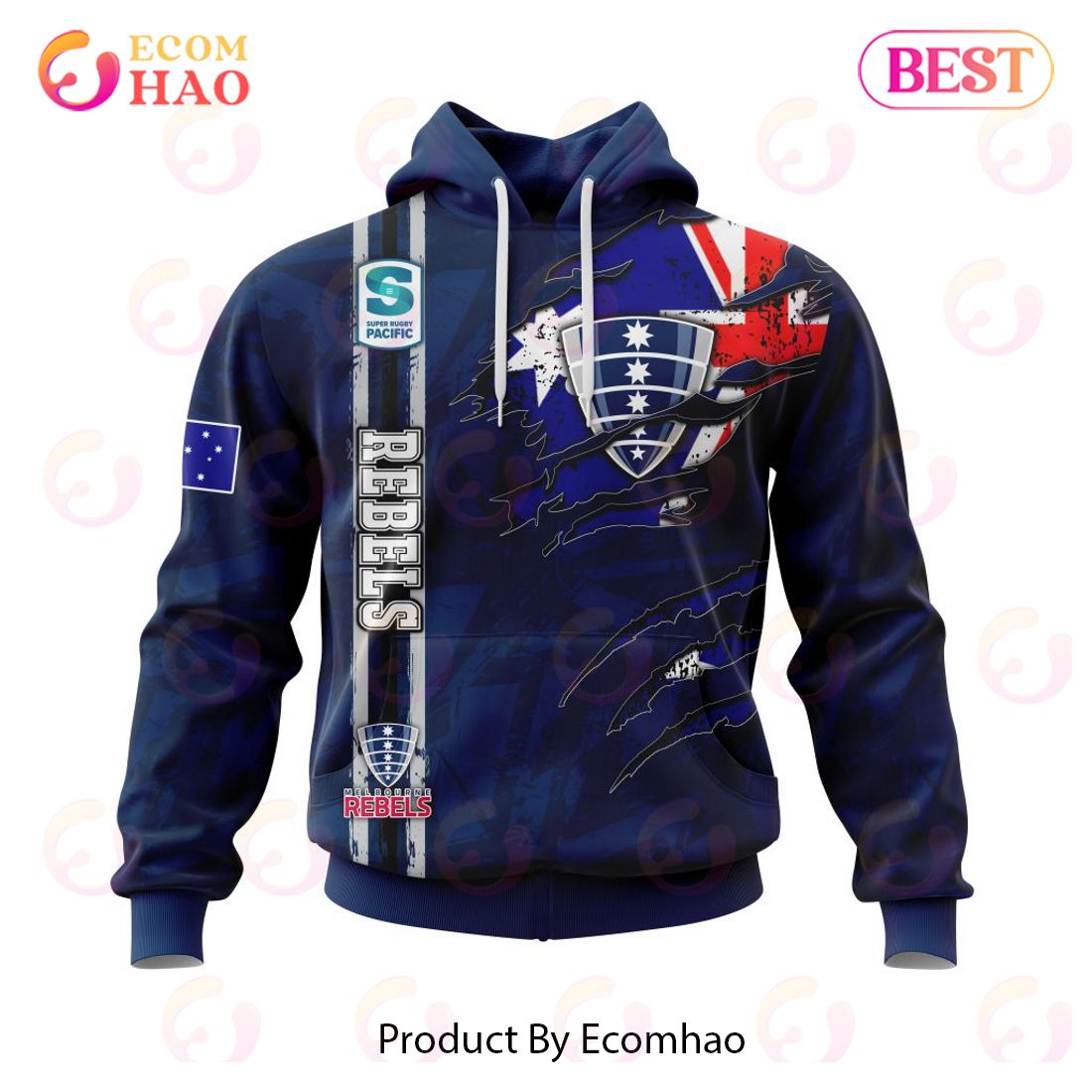 Super Rugby Melbourne Rebels Specialized Jersey Concepts With National Flag 3D Hoodie