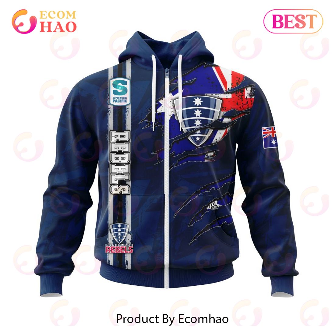 Super Rugby Melbourne Rebels Specialized Jersey Concepts With National Flag 3D Hoodie