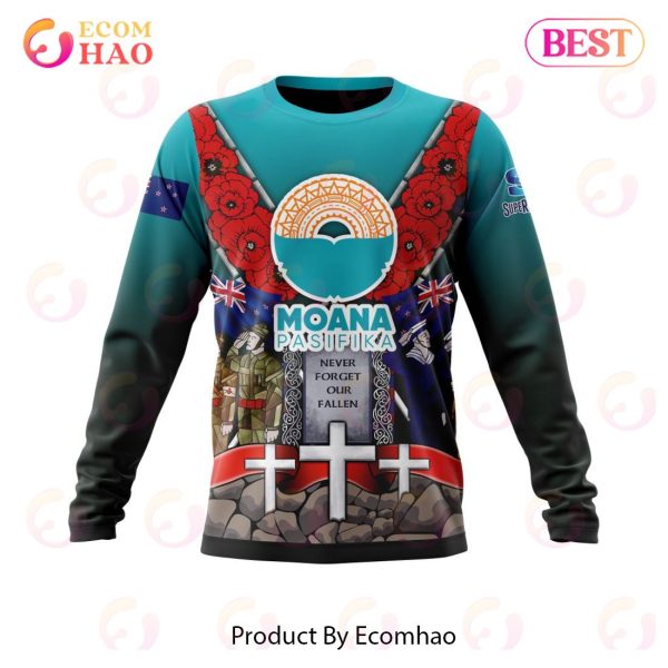 BEST Super Rugby Moana Pasifika, Specialized Anzac Jersey Concepts 3D Hoodie