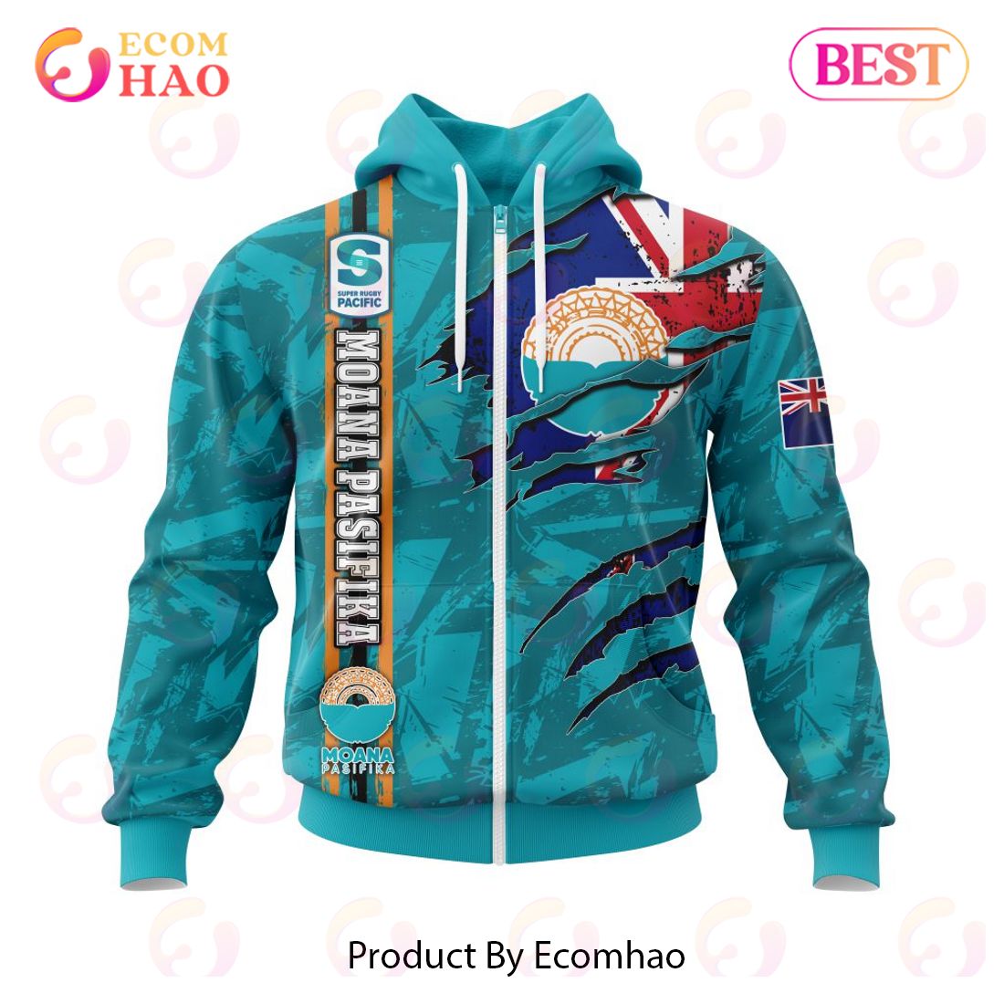 Super Rugby Moana Pasifika Specialized Jersey Concepts With National Flag 3D Hoodie