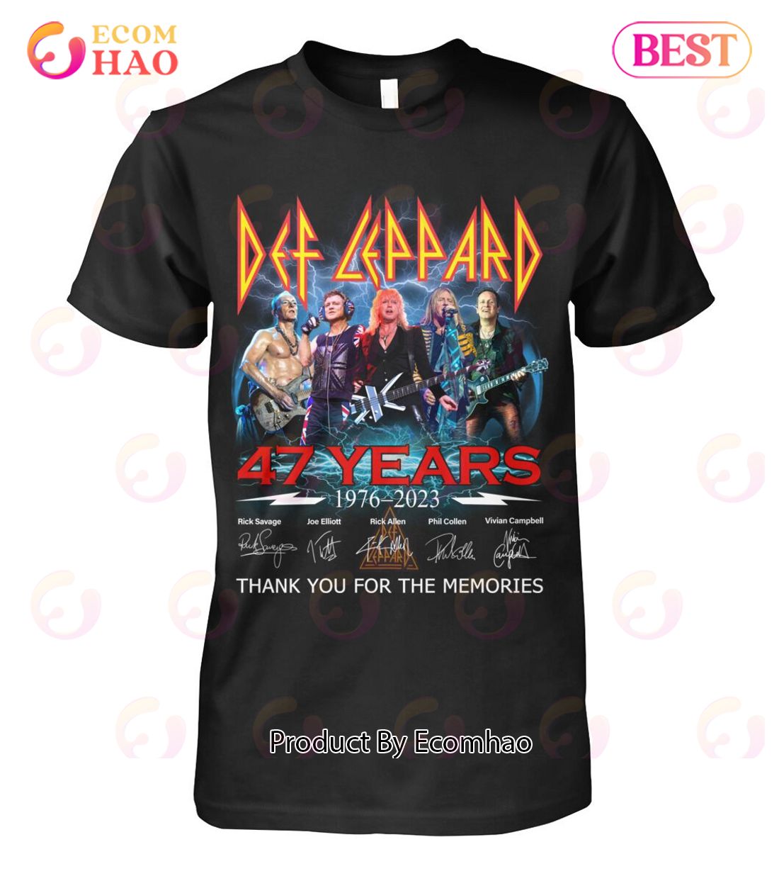 Def Leppard 47 Years Of 1976 – 2023 Thank You For The Memories T-Shirt