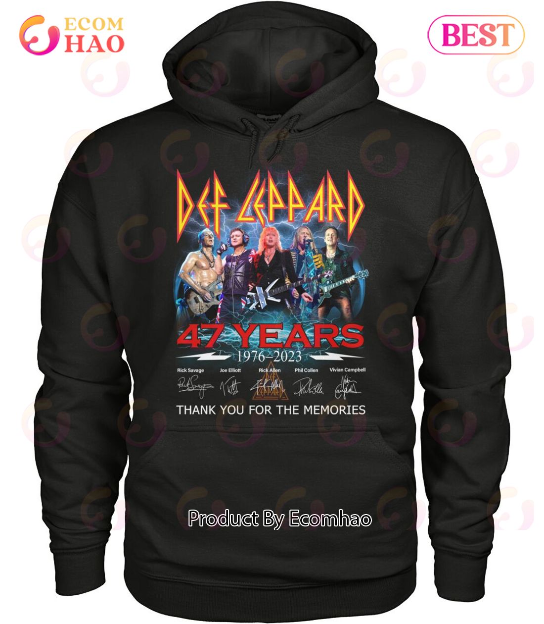 Def Leppard 47 Years Of 1976 – 2023 Thank You For The Memories T-Shirt