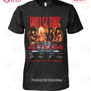 Motley Crue 42 Years Of 1981 – 2023 Thank You For The Memories T-Shirt