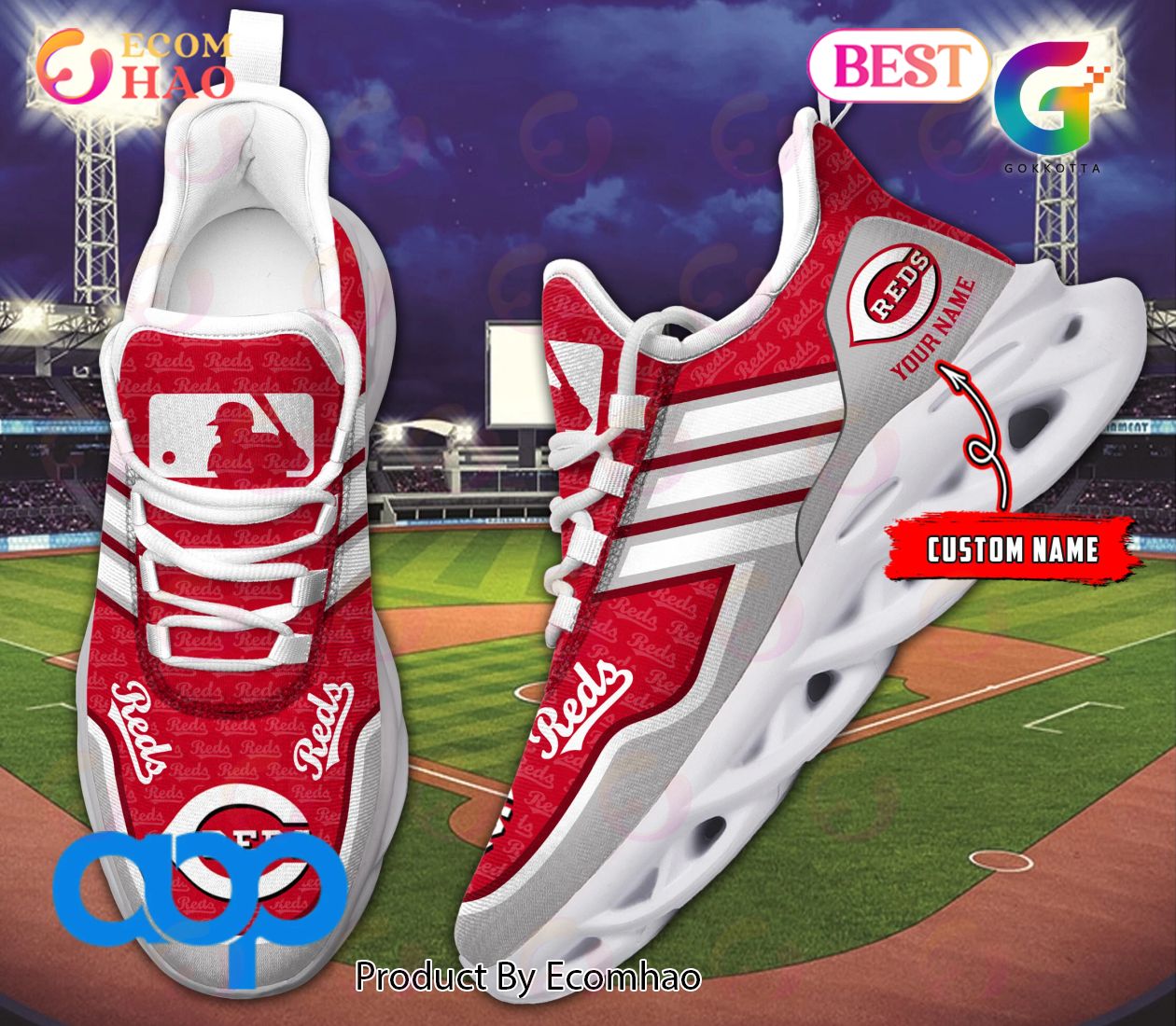 Cincinnati Reds Custom Baseball Personalized Max Soul Sneakers