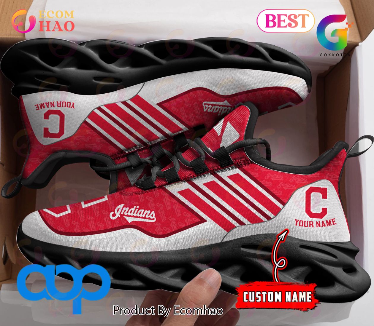 Personalize MLB Cleveland Indians Max Sole Sneakers Shoes - T-shirts Low  Price