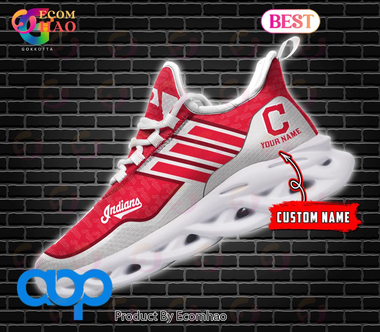 Personalize MLB Cleveland Indians Max Sole Sneakers Shoes - T