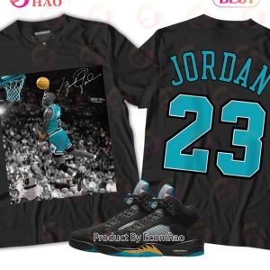 Number 23 Goat Unisex Sneaker Shirt Match 2023 Retro Aqua 5s Tee, Jordan 5 Aqua T-Shirt