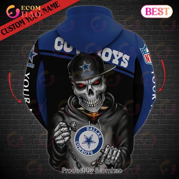 Dallas Cowboys NFL Custom Name And Number Skull Halloween Gift For Fan 3D  Hoodie