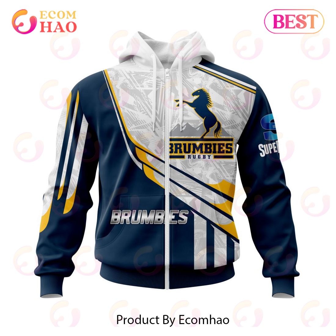 BEST Super Rugby ACT Brumbies Specialized Jersey Concepts 3D Hoodie