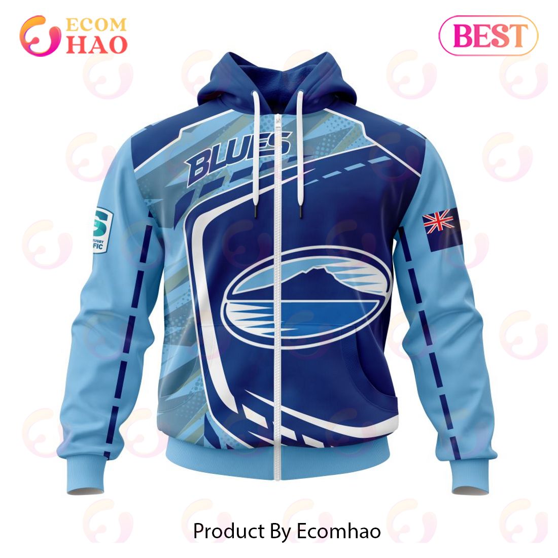 BEST Super Rugby Auckland Blues Specialized Jersey Concepts 3D Hoodie