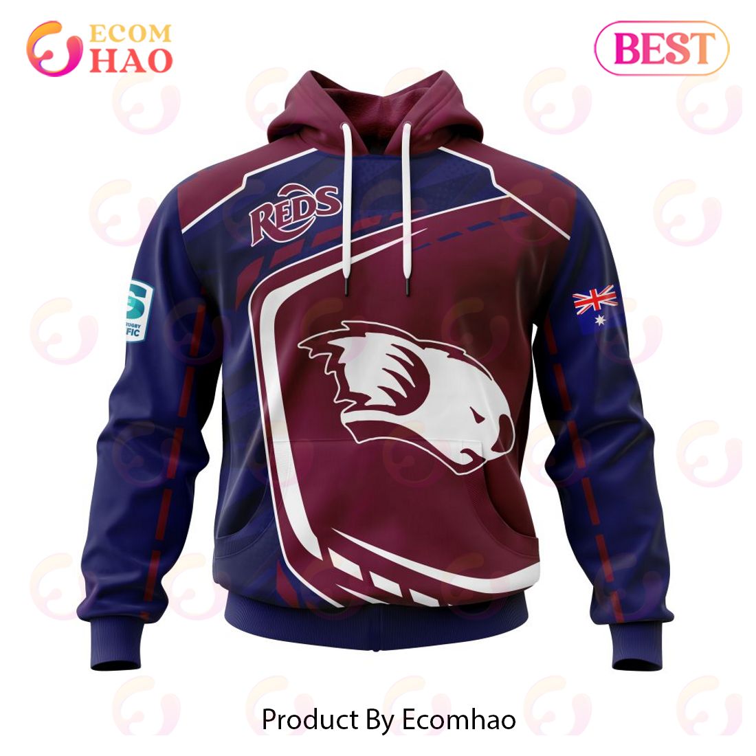 BEST Super Rugby Queensland Reds Specialized Jersey Concepts 3D Hoodie