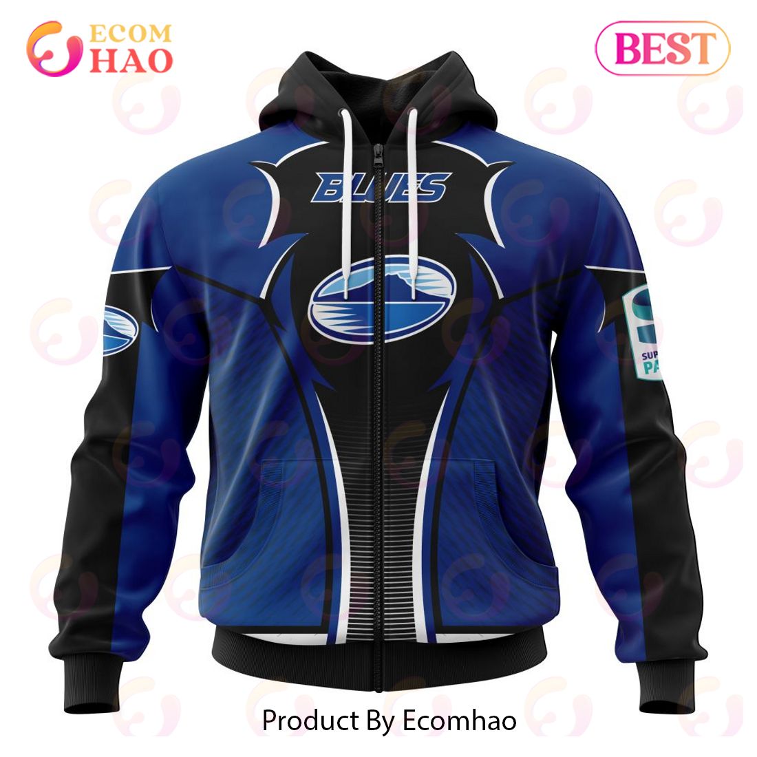 NEW Super Rugby Auckland Blues Specialized Jersey Concepts 3D Hoodie