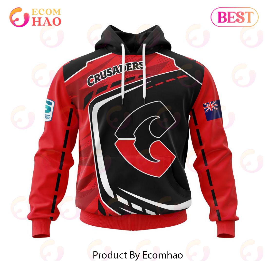 NEW Super Rugby BNZ Crusaders Specialized Jersey Concepts 3D Hoodie