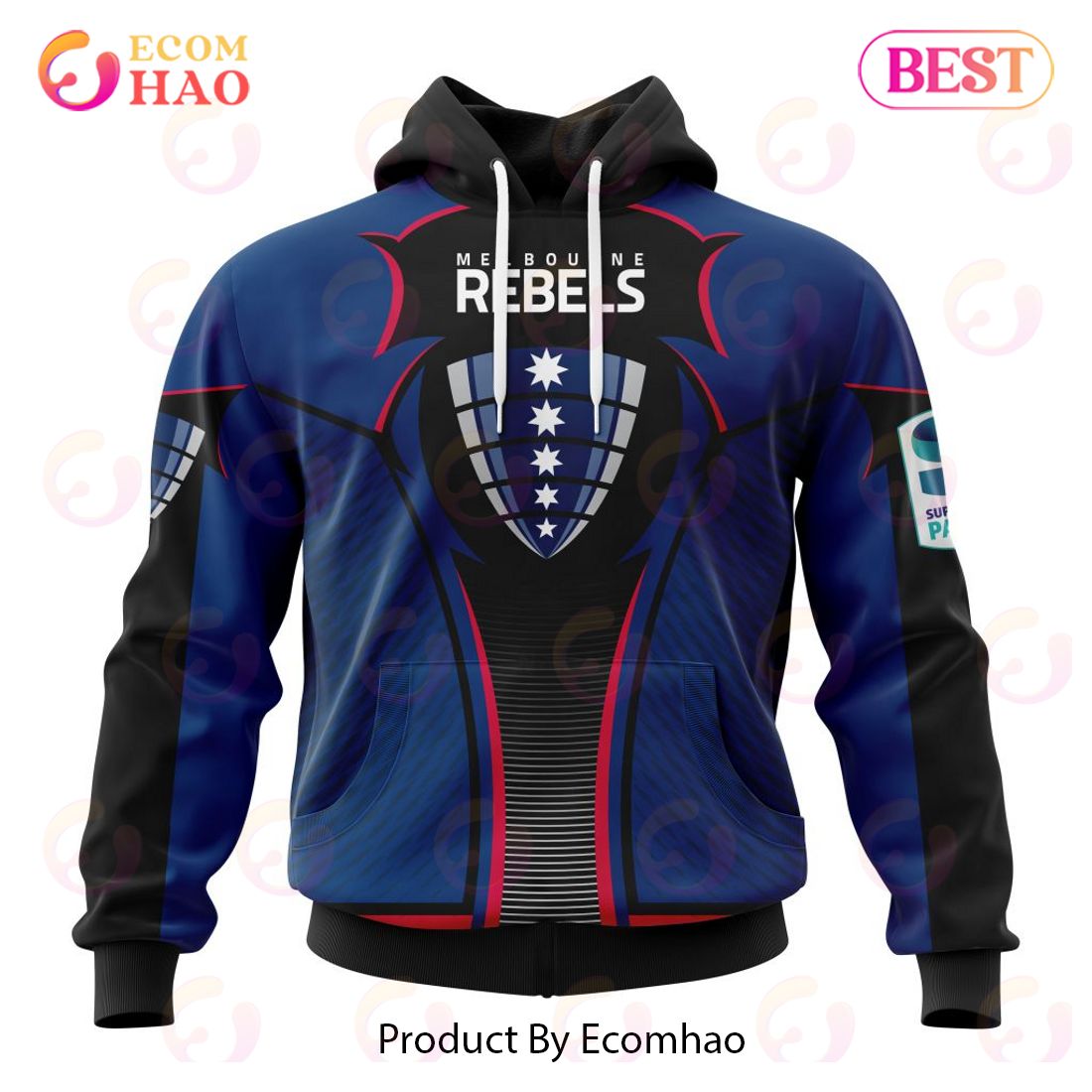 NEW Super Rugby Melbourne Rebels Specialized Jersey Concepts 3D Hoodie