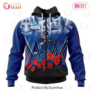 Super Rugby Auckland Blues Specialized 2022 Anzac Jersey Concepts 3D Hoodie