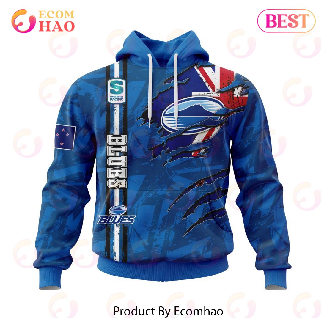 Super Rugby Auckland Blues Specialized Jersey Concepts 3D Hoodie