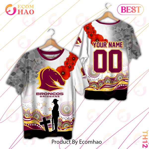 Personalized NRL Brisbane Broncos Specialized Design With Anzac Day 3D Hoodie
