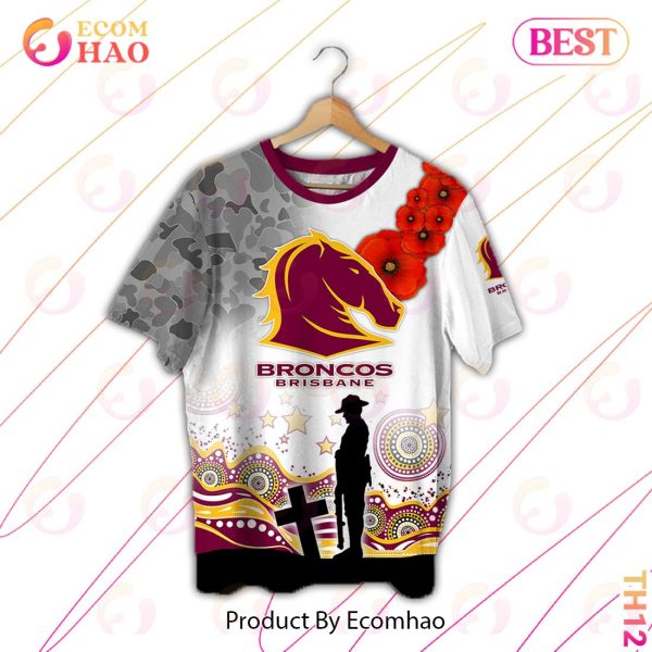 Personalized NRL Brisbane Broncos Specialized Design With Anzac Day 3D Hoodie