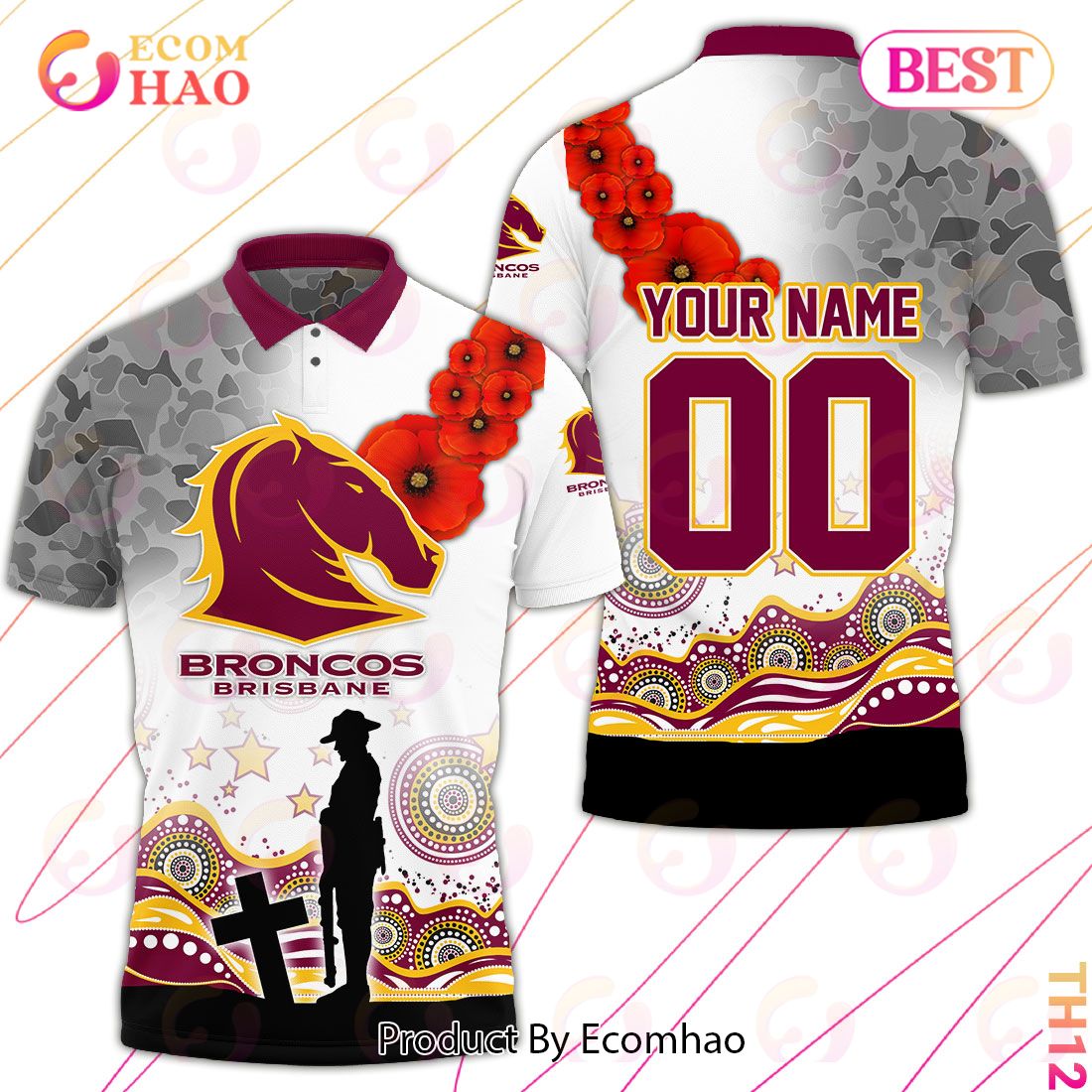 NRL Brisbane Broncos 2023 ANZAC Day T-Shirt