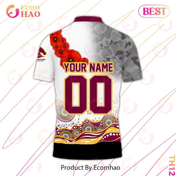 Personalized NRL Brisbane Broncos Specialized Design With Anzac Day Polo Shirt
