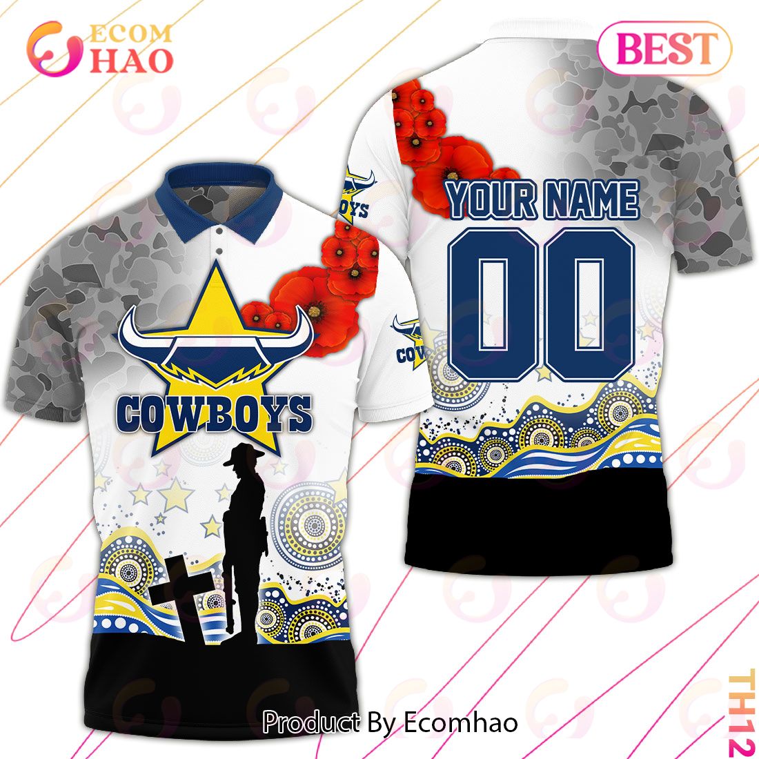 North Queensland Cowboys NRL Custom Name Baseball Jersey Best Gift For Men  And Women Fans