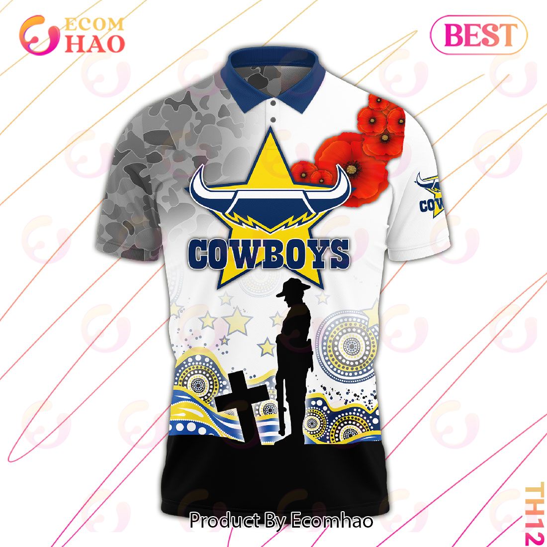 Personalized NRL North Queensland Cowboys Specialized Design With Anzac Day Polo Shirt