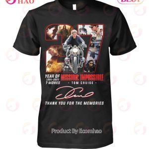 27 Years Of 1996 – 2023 7 Movies Mission Impossible Tom Cruise Thank You For The Memories T-Shirt