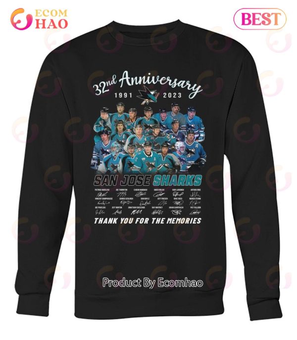 32nd Anniversary 1991 – 2023 San Jose Sharks Thank You For The Memories T-Shirt