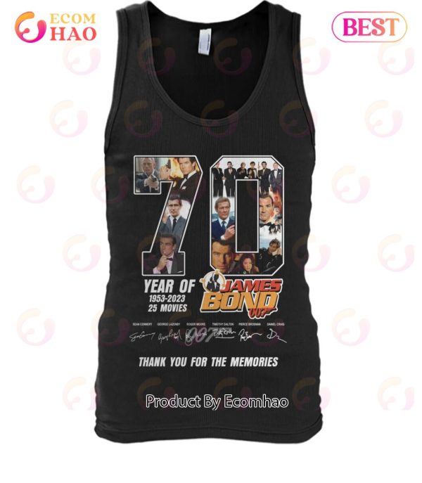 70 Years Of 1953 – 2023 25 Movies James Bond 007 Thank You For The Memories T-Shirt
