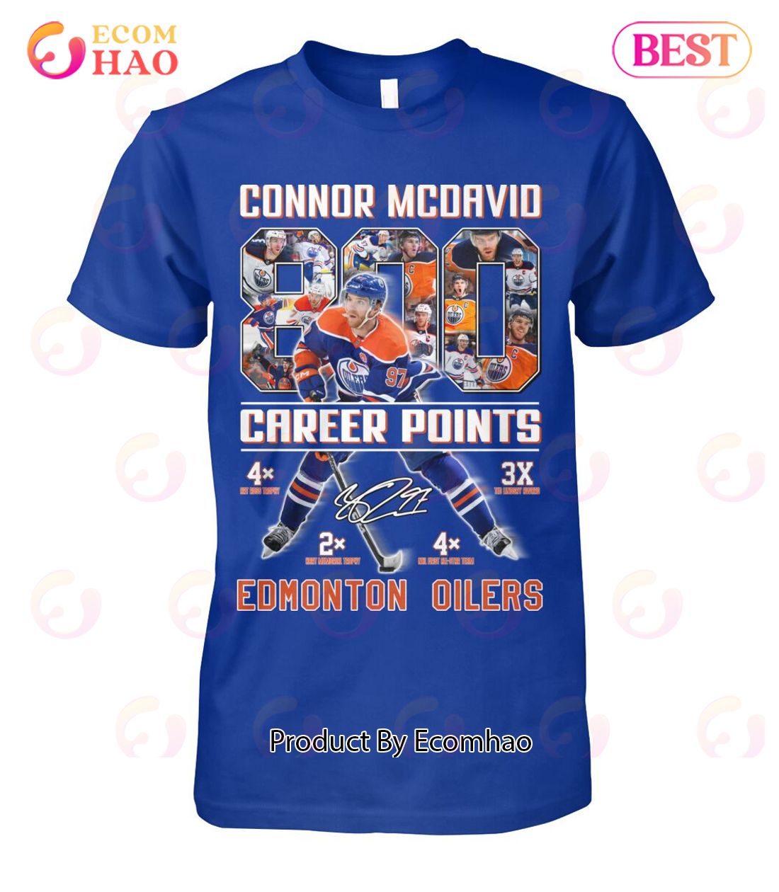 Connor Mcdavid Career Points Edmonton Oilers T-Shirt