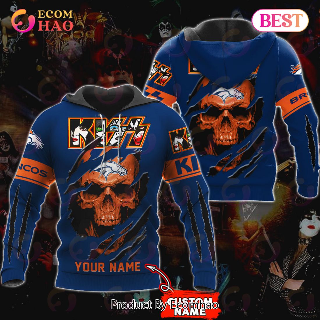 NFL Chicago Bears Special Kiss Band Design 3D Hoodie