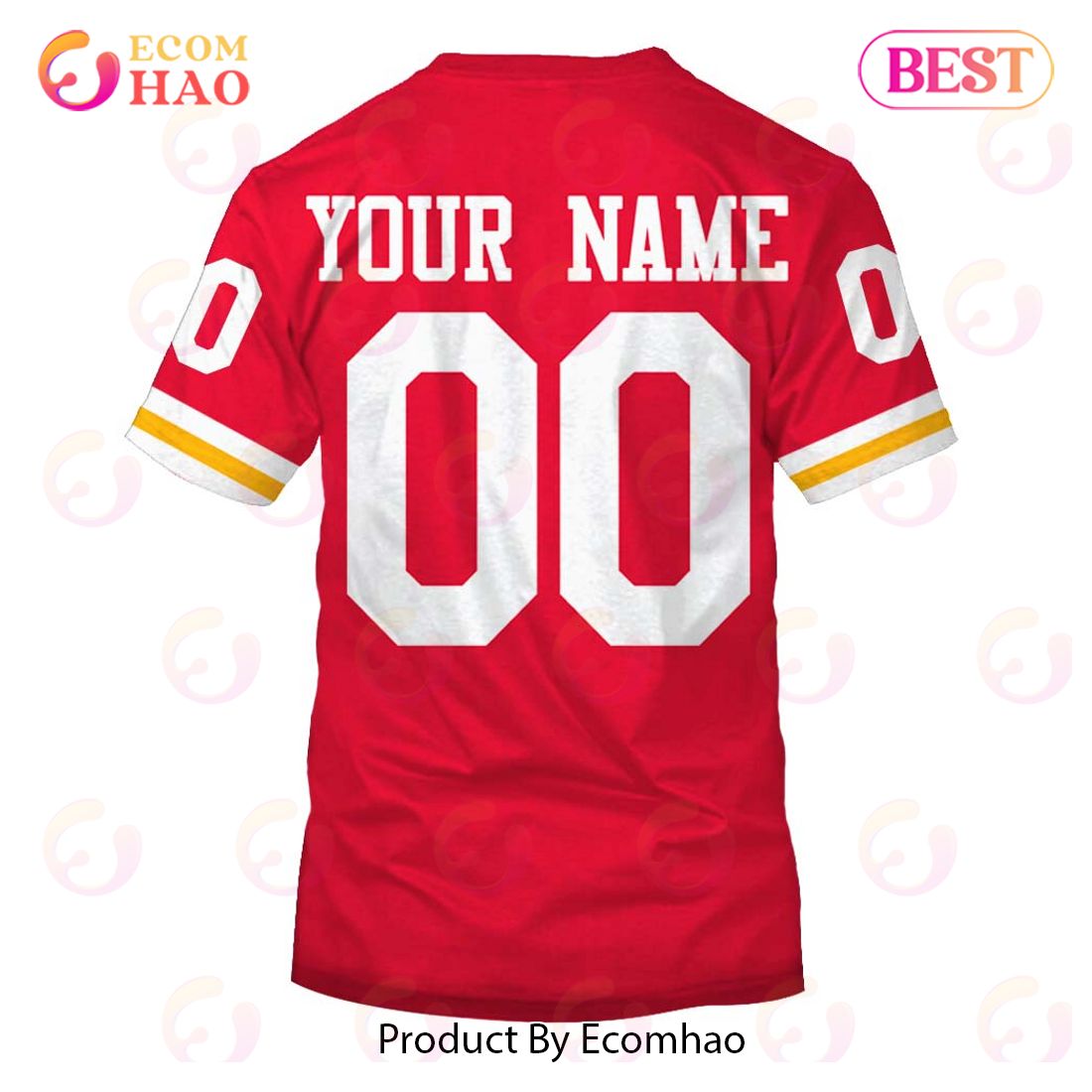 Personalize Name and Number Kansas City Chiefs 1969 Vintage Throwback Home Jersey