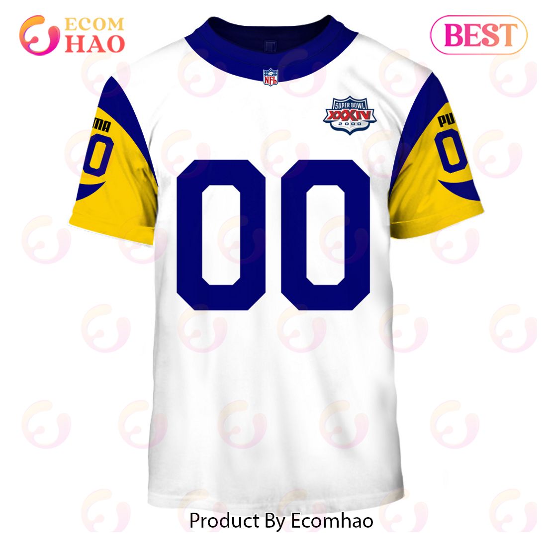 Personalize Name and Number Los Angeles Rams 1999 Vintage Throwback Champion Jersey