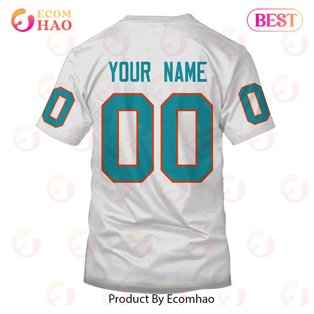 Personalize Name and Number MIAMI DOLPHINS 1970’s Vintage Throwback Home Jersey