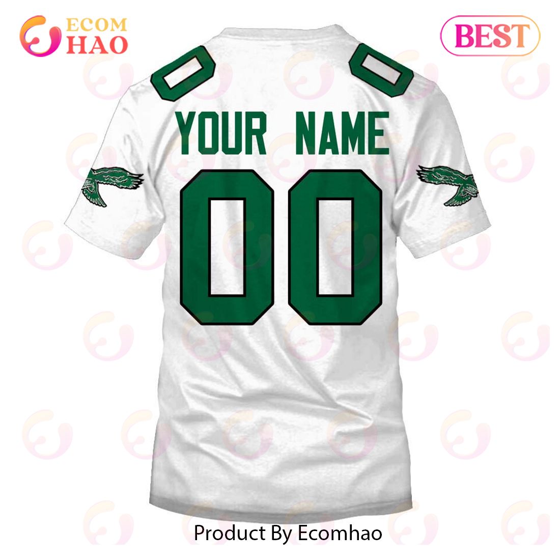 Personalize Name and Number Philadelphia Eagles 1994 Vintage Throwback Away Jersey