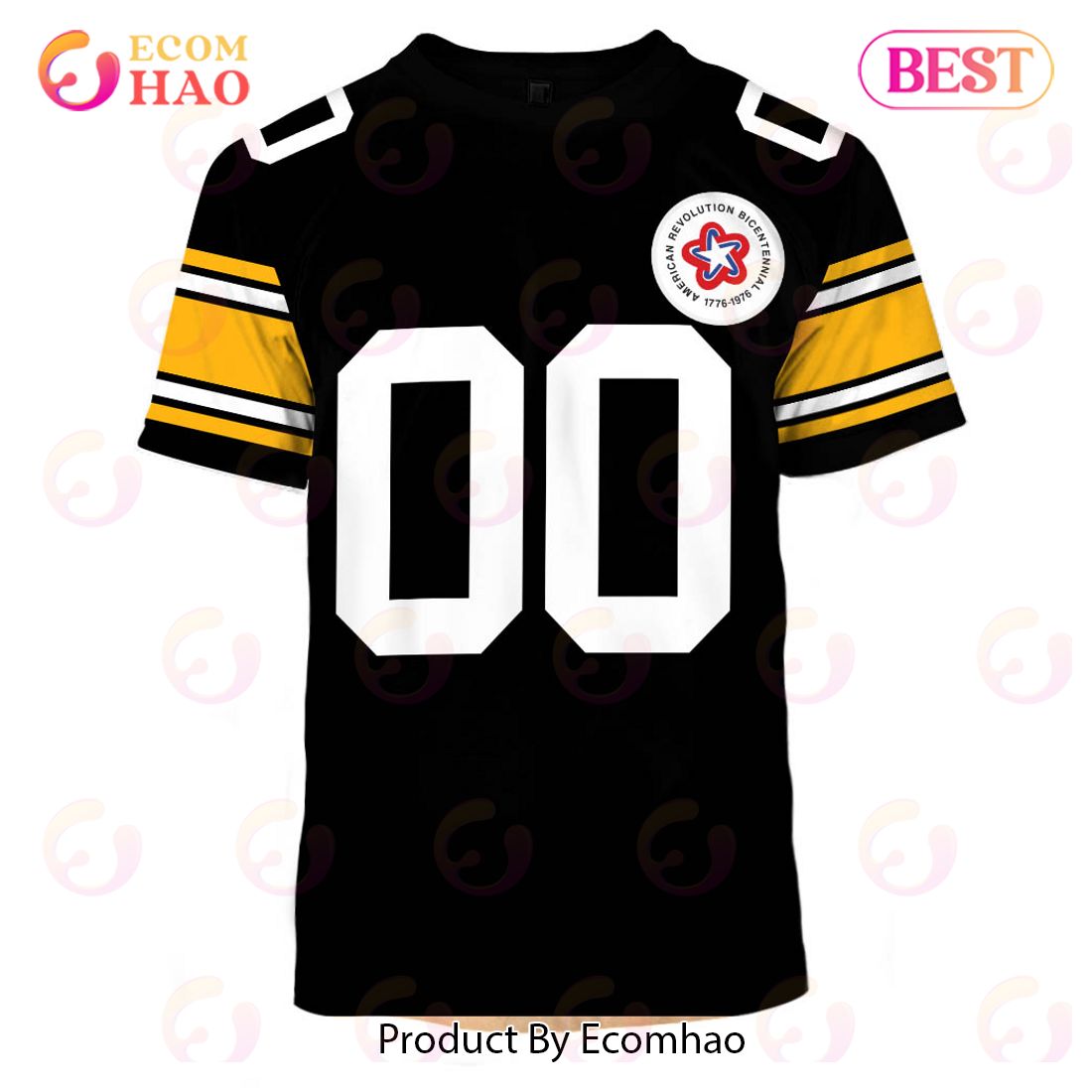 Personalize Name and Number Pittsburgh Steelers 1975 Vintage Throwback Jersey