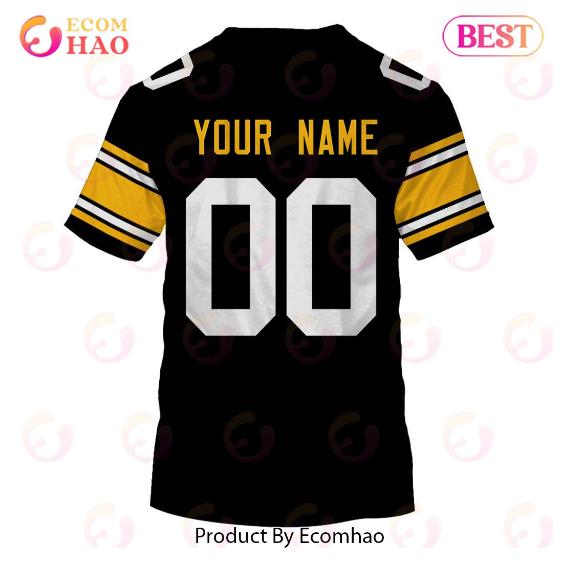 Personalize Name and Number Pittsburgh Steelers 1975 Vintage Throwback Jersey