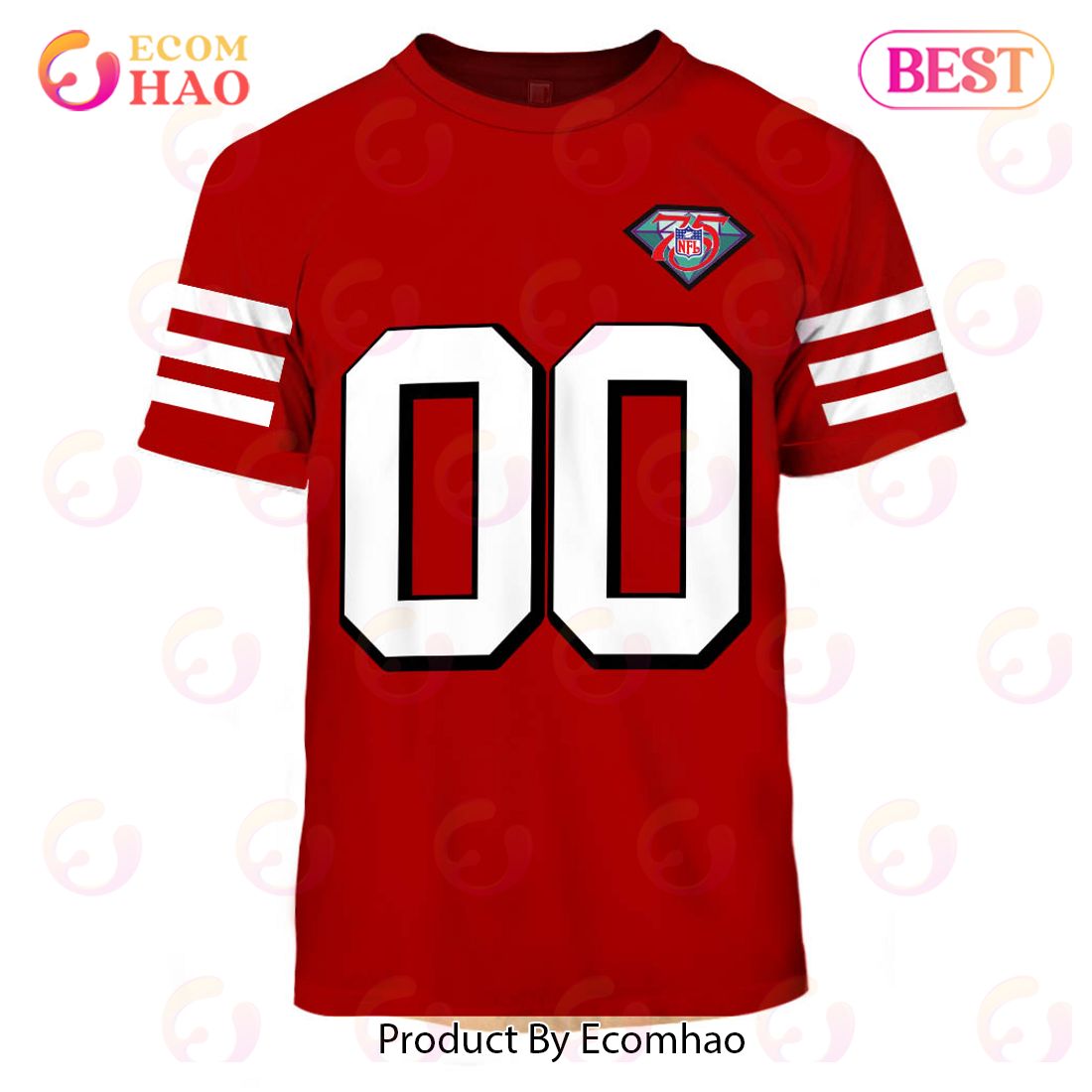 Personalize Name and Number San Francisco 49ers 1994 75th Anniversary Vintage Red Jersey